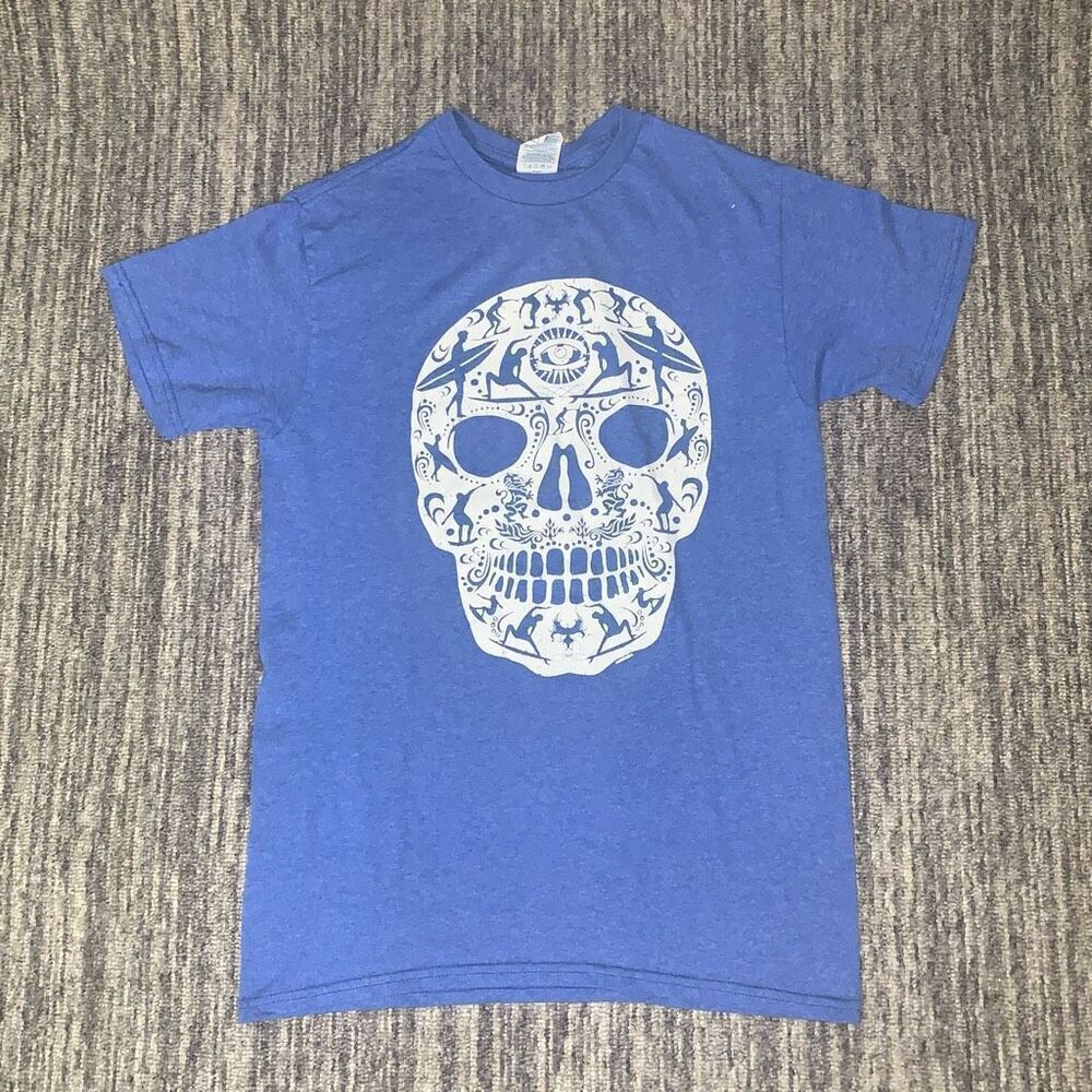 Vintage 90s Delta Mens Small Day of the Dead dia de los muertos T Shirt‎ Blue